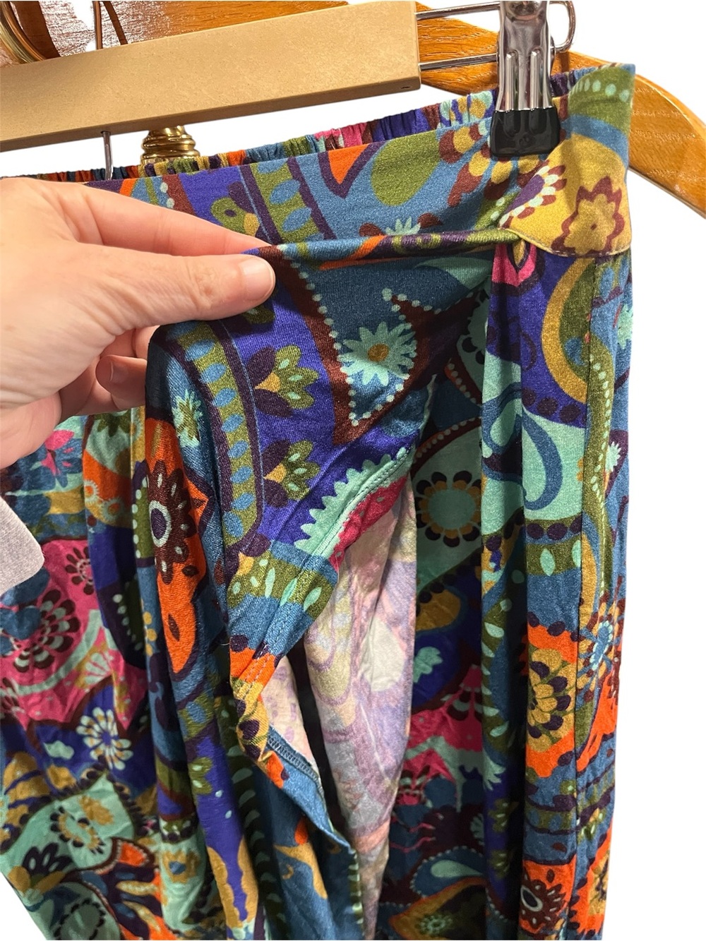 Anthropologie Conditons Apply Pleated Faux Wrap Midi Skirt Large - Picture 4 of 10